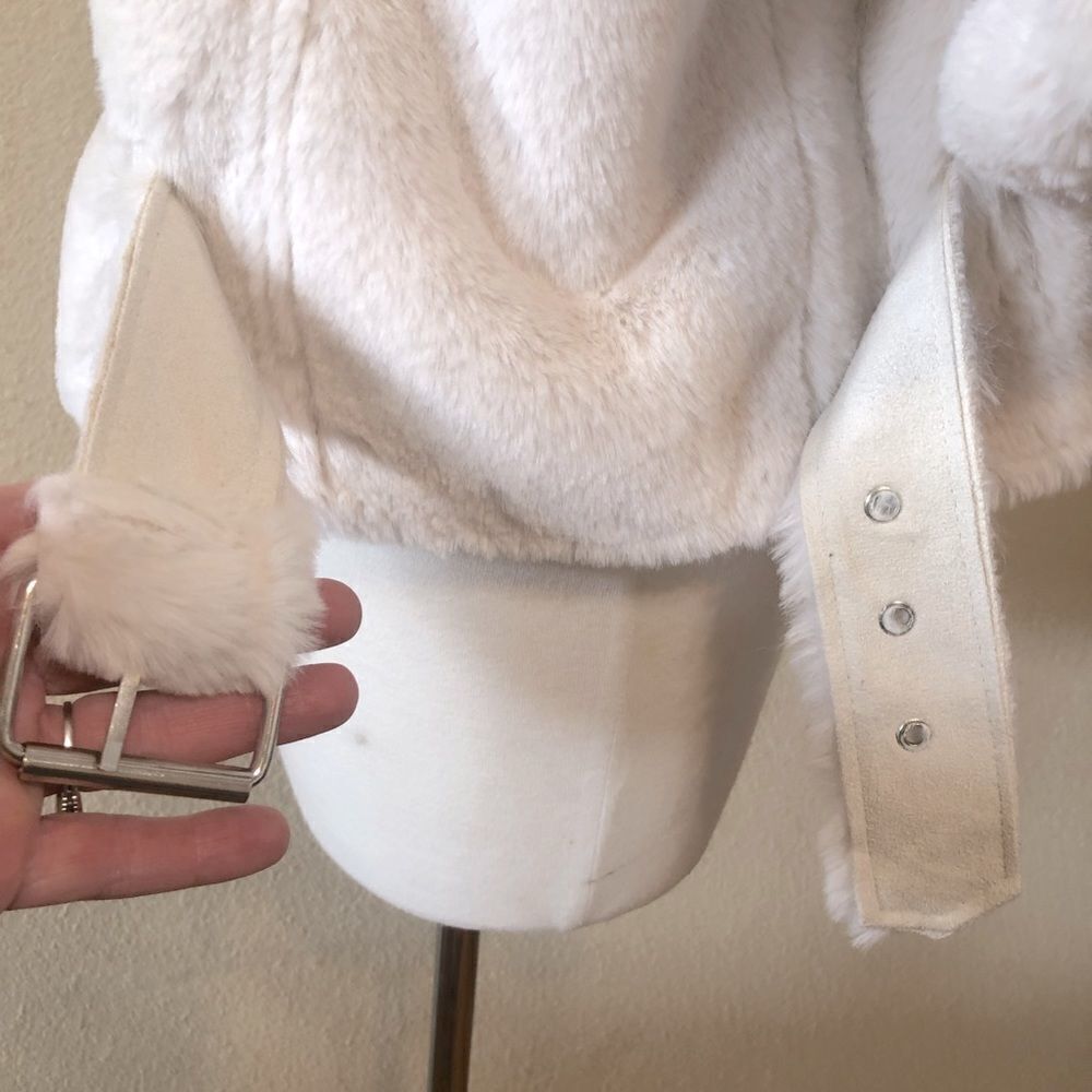 Topshop Lily Faux Fur Biker Jacket Size 12 - Picture 7 of 10
